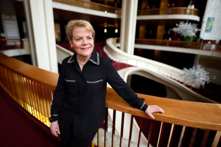 Conductor Marin Alsop poses for a portrait at the Metropolitan Opera on Wednesday, April 17, 2024, in New York. “El Nino” plays in repertoire at the Metropolitan Opera through May 17.  (Photo by Charles Sykes/Invision/AP)