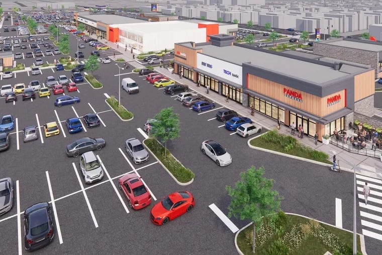 A rendering shows a redeveloped Roosevelt Mall in Northeast Philadelphia.