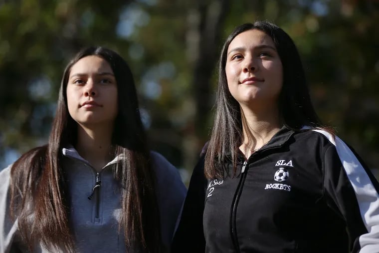 Twin sisters Sierra (left) and Miranda Sosa, 17, are Philadelphia Public League athletes who have engaged with the school district's virtual fall sports program. Sierra is a golfer at Central High and Miranda is a soccer player at Science Leadership Academy.