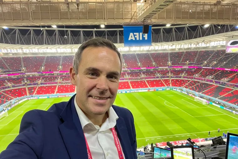 Luke Wileman, soccer play by play broadcaster for HBO Max, TNT, and TSN in Canada, at the 2022 FIFA men's World Cup in Qatar.