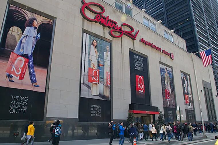 Century 21 Department store in downtown Manhattan.  The store, known for designer labels at discount prices, will be opening a store in the Gallery at Market East in Philadelphia.