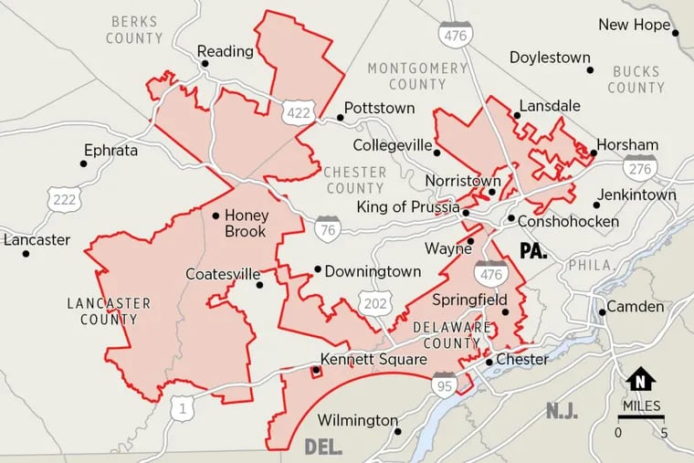Publish Caption Pennsylvania’s Seventh Congressional District has been cited as an example of extreme partisan gerrymandering