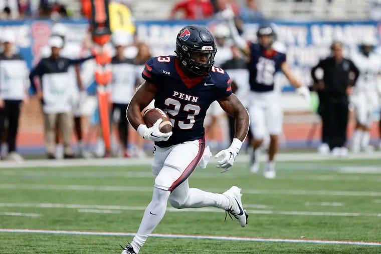 Penn running back Malachi Hosley led all rushers with 58 years on 15 carries in a 20-17 win over Ivy opponent Columbia on Saturday.