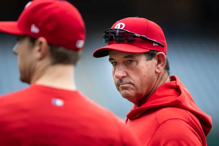 Phillies manager Rob Thomson during a workout at Citizens Bank Park on Thursday ahead of the World Series.
