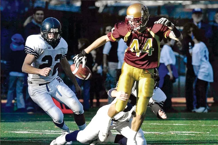 John Decker (44) starred in football, lacrosse, and basketball at the Haverford School. A knee injury would change his life.