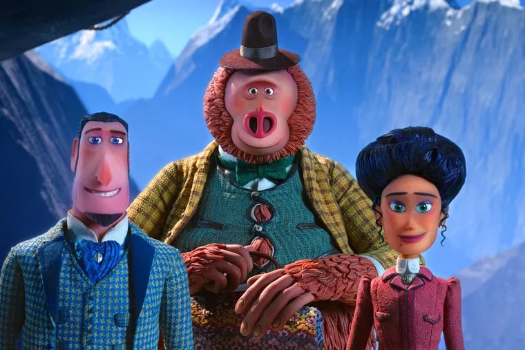 From left: Sir Lionel Frost (voiced by Hugh Jackman), Mr. Link (Zach Galifianakis) and Adelina Fortnight (Zoe Saldana) in "Missing Link," the latest from the same Oregon animation studio that created "Kubo and the Two Strings" and "Coraline." MUST CREDIT: Laika Studios/Annapurna Pictures