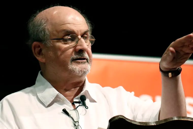 Author Salman Rushdie talks about the start of his writing career, during the Mississippi Book Festival, in Jackson, Miss., on Aug. 18, 2018. Rushdie, the author whose writing led to death threats from Iran in the 1980s, was attacked Friday while giving a lecture in western New York.