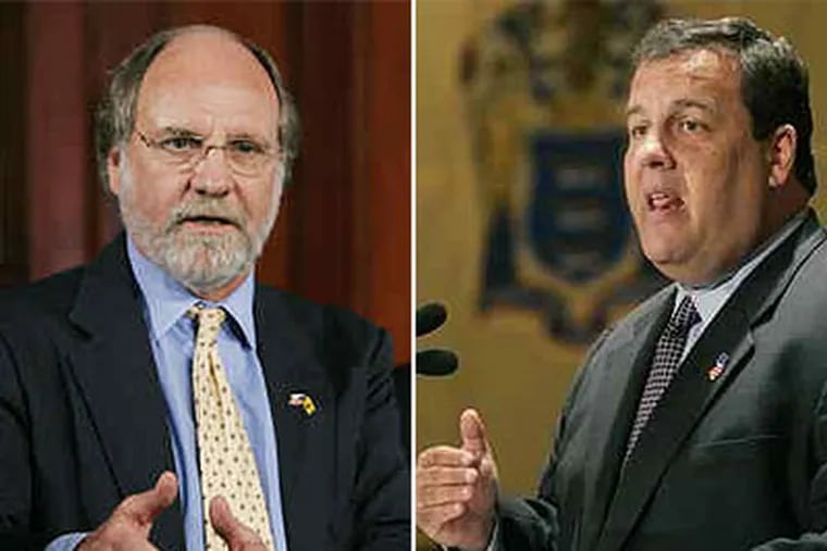 Neither Gov. Jon Corzine (left) nor Republican challenger Christopher J. Christie (right) has provided in-depth plans to tackle the financial issues, which offer few easy choices, but in interviews last week they sketched broad outlines of how they would approach the problems.