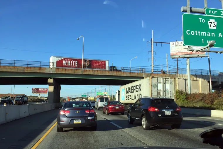 A Clout tipster sent in this photo of a tractor-trailer carrying a sign for State Rep. Martina White parked on the Ashburner Street overpass in Holmesburg.