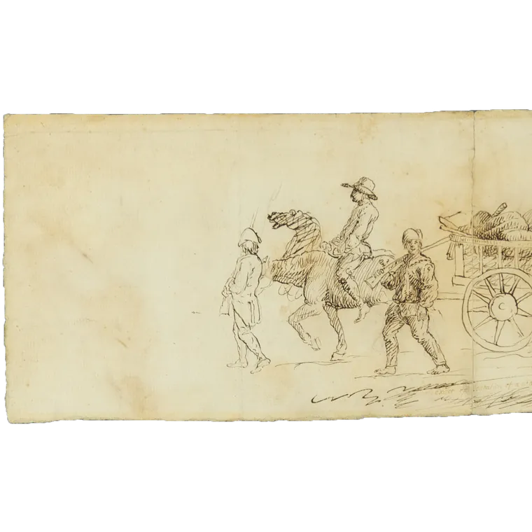 The rare 18th-century sketch depicts the North Carolina Brigade of the Continental Army marching through Philadelphia on Aug. 25, 1777. After being in a private collection in New York for decades, the drawing is now part of the Museum of the American Revolution's collection.