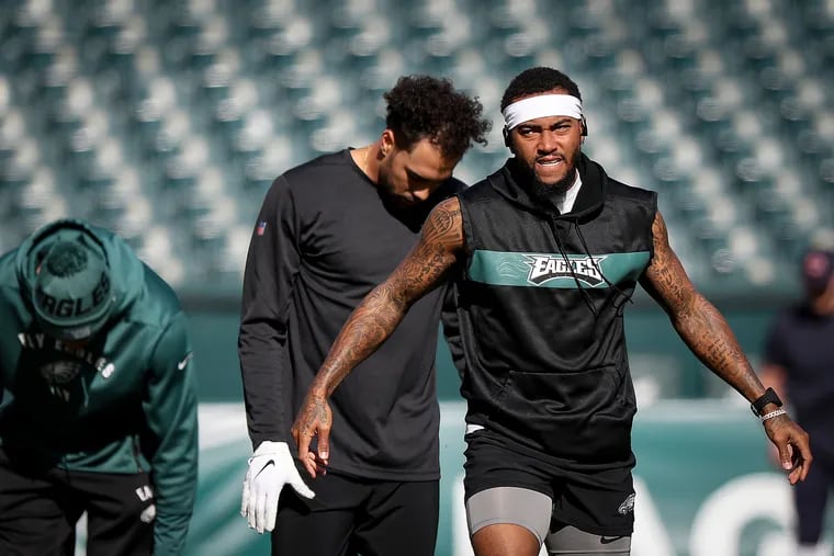Eagles wide receiver DeSean Jackson played in only three games in 2019 because of a torn abdominal muscle.