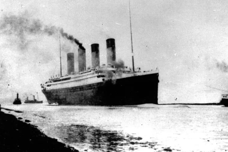 The Luxury liner Titanic departs Southampton, England, prior to her maiden Atlantic voyage on April 10, 1912.