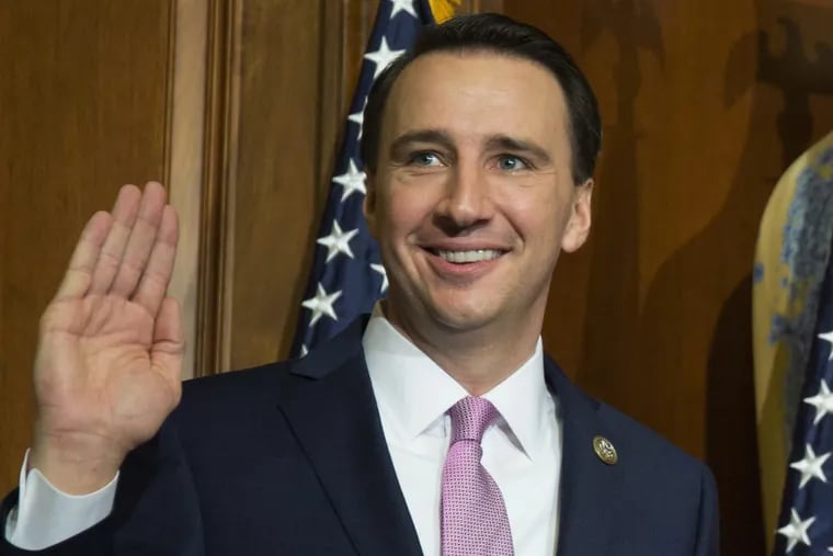 U.S. Rep. Ryan Costello, R-Pa., participated in a mock swearing-in ceremony in 2017. Costello announced on Sunday, March 25, 2018, that he would not be seeking re-election.