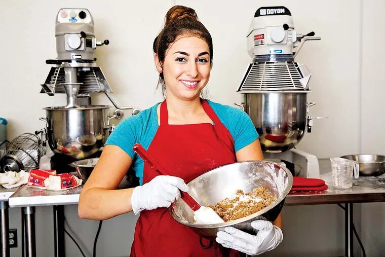 Drexel student Michelle Silberman, founder and CCO (chief cookie officer) makes ChocAmo Cookie Cups, at Dorrance C. Hamilton Center for Culinary Enterprise, in Philadelphia, Wednesday, November 16, 2016.