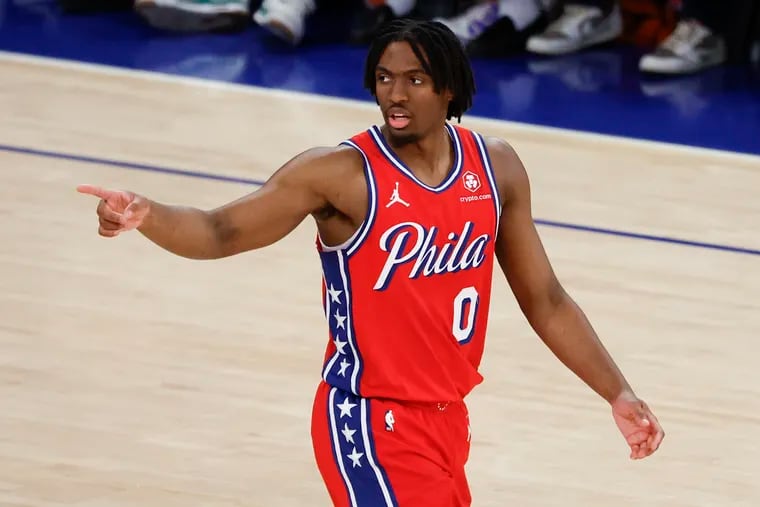 Tyrese Maxey scored 35 points in the Sixers' Game 2 loss to the Knicks on Monday. The All-Star point guard was named the NBA's Most Improved Player on Tuesday.