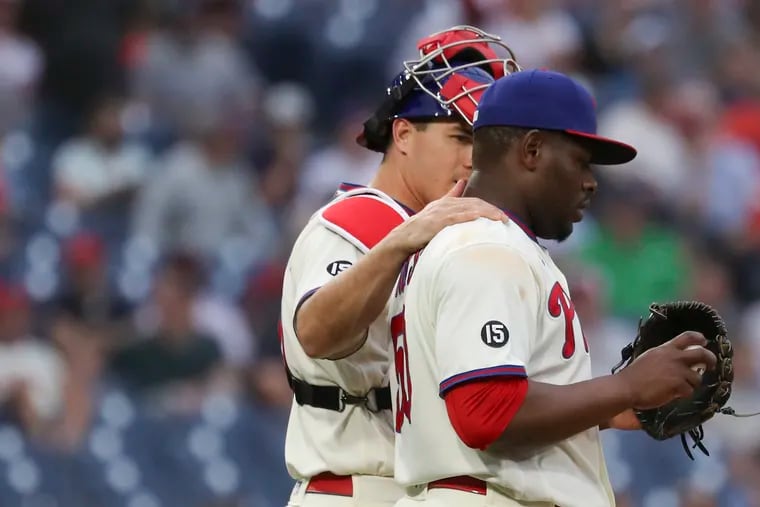 Hector Neris, right, was displaced as the Phillies' closer before Friday's doubleheader against the New York Mets.