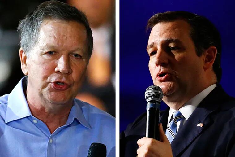 Republican presidential candidates John Kasich (left) and Ted Cruz.