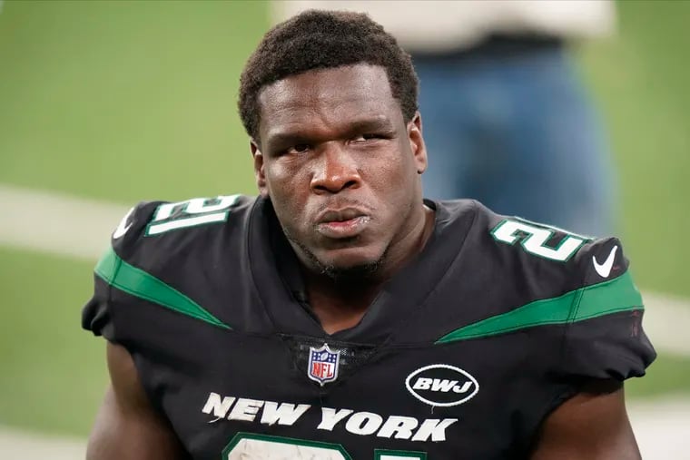 The New York Jets' Frank Gore after a game in 2020.
