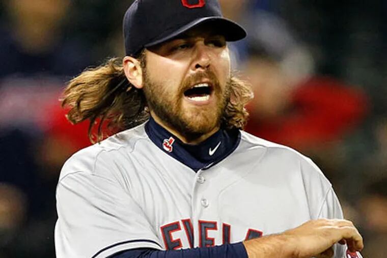 Indians closer Chris Perez was fined for a "reckless" post on Twitter. (Elaine Thompson/AP Photo)