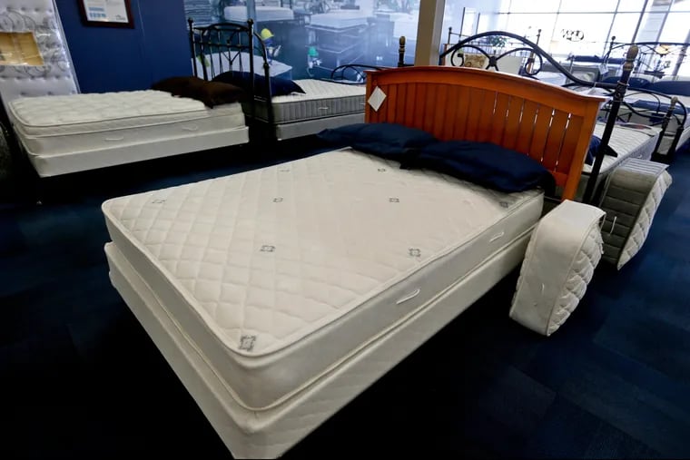 A selection of mattresses are available for sale at a bedding store in Cranberry Township, Pa.