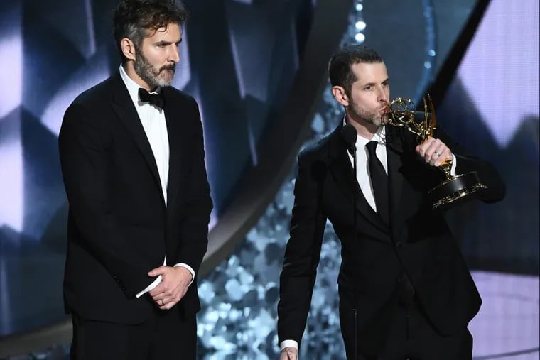 “Game of Thrones” creators David Benioff and D.B. Weiss at the 68th Primetime Emmy Awards in September.