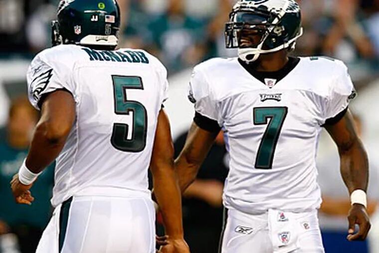Michael Vick, now the Eagles starting quarterback, first came to the team as Donovan McNabb's backup. (AP file photo)
