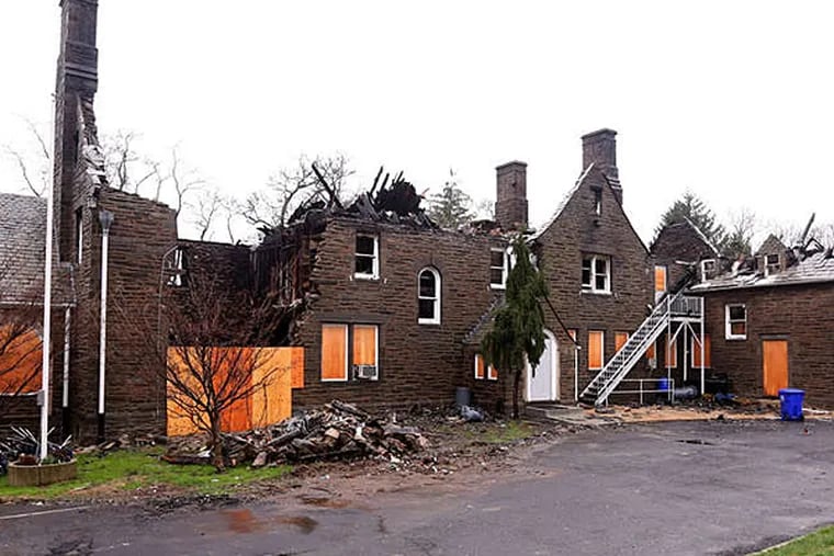 The ruins of the 19th-century mansion that housed Wyncote Academy.