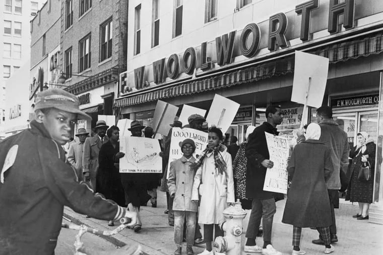 Picketing in 1960 in front of a Woolworth’s in Vineland, in solidarity with protesters in the South.