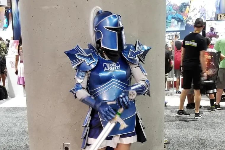 Marina Linderman of Fishtown proudly wears the Lady Bud Knight costume she created at Comic-Con in San Diego. Bud Light flew her to Comic-Con after seeing her costume on Twitter.