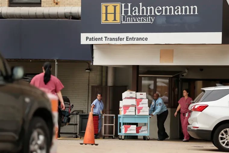 St. Christopher’s Hospital for Children employees remove equipment and supplies from Hahnemann University Hospital on September 5, 2019.