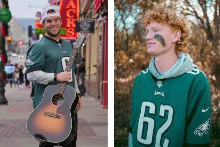 Holdyn Barder (left), originally from Newtown, Pa., and Henrik Hoeldtke (right), originally from Woodstown, N.J. have both released country folk songs titled "Go Birds" about the Eagles and relationships.