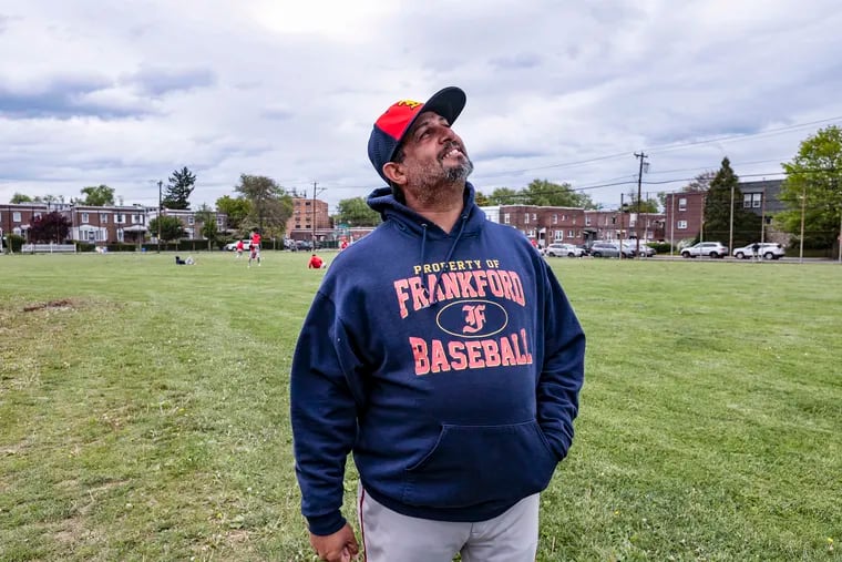 Frankford High baseball coach Juan Namnun is back coaching at practice after battling breast cancer in the offseason.