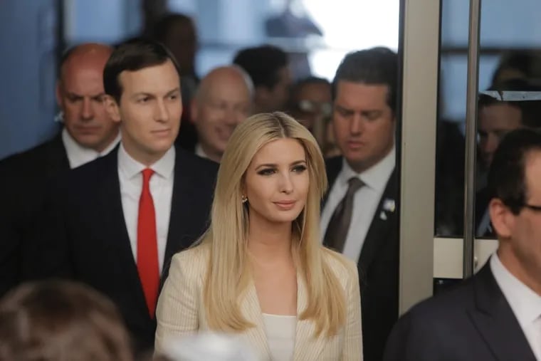 U.S. President's daughter Ivanka Trump and Senior White House Advisor Jared Kushner, arrive for the opening ceremony of the new U.S. embassy in Jerusalem, Monday, May 14, 2018. Amid deadly clashes along the Israeli-Palestinian border, President Donald Trump's top aides and supporters on Monday celebrated the opening of the new U.S. Embassy in Jerusalem as a campaign promised fulfilled. (AP Photo/Sebastian Scheiner)