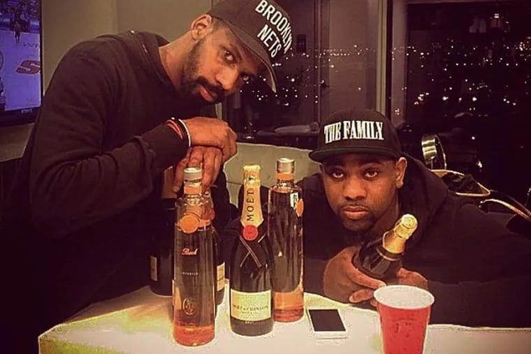 Nicki Minaj's former stage manager De'Von Pickett (left) in an Instagram photo with friend Eric Parker (right). He was stabbed outside a Stenton Avenue bar in February 2015.
