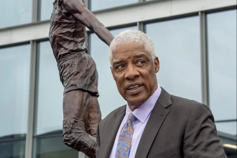 Julius Erving, here at his statue unveiling, says the Sixers should have drafted Jayson Tatum with the first overall pick.
