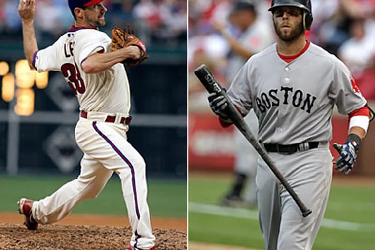 Cliff Lee takes the mound tonight against Dustin Pedroia and the Red Sox. (AP Photos)
