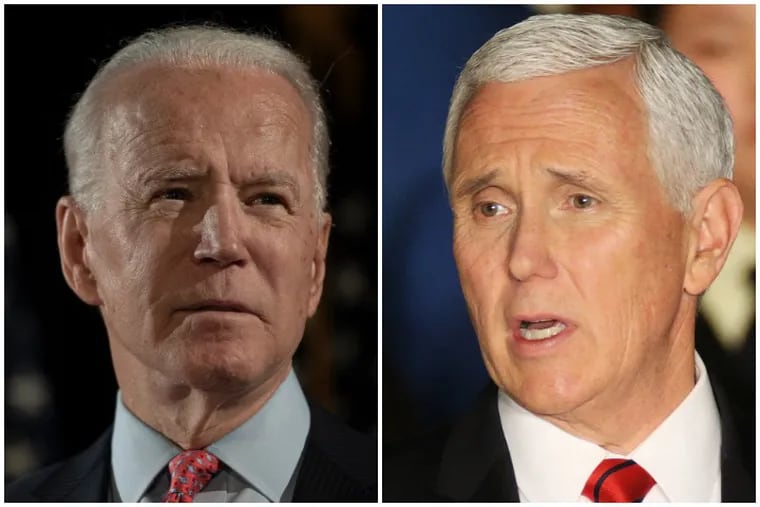 Former Vice President Joe Biden, left, and current Vice President Mike Pence.