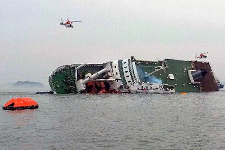 A South Korean vessel sinks off the coast of Jindo Island with 476 aboard. Among those rescued were 324 students and 14 teachers from a Korean high school.