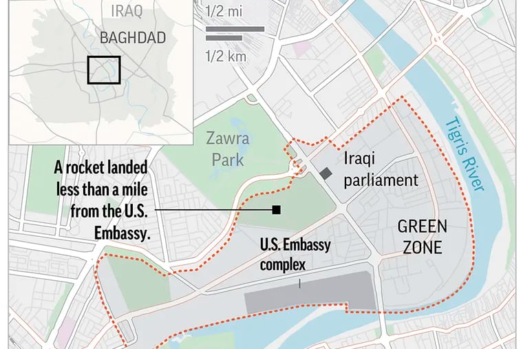 Map locates the Green Zone in Baghdad, Iraq.;