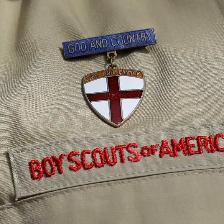 A close up of a Boy Scout uniform. Beginning in February, the group will be known as Scouting America.