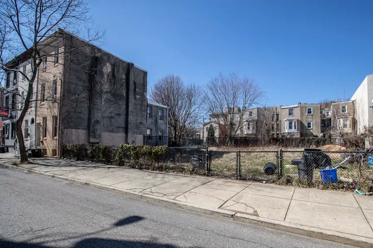 1614 N. Bouvier Street, an empty lot, is a property that was sold for $1 and either became tax delinquent or nuisance to the neighborhood through its blight and lack of development.