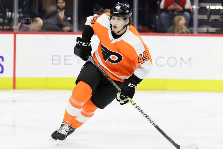 The Flyers recalled winger Joel Farabee from Lehigh Valley, where he had four points, including three goals, in four games. They also recalled center Mikhail Vorobyev and sent winger Carsen Twarynski to the Phantoms.