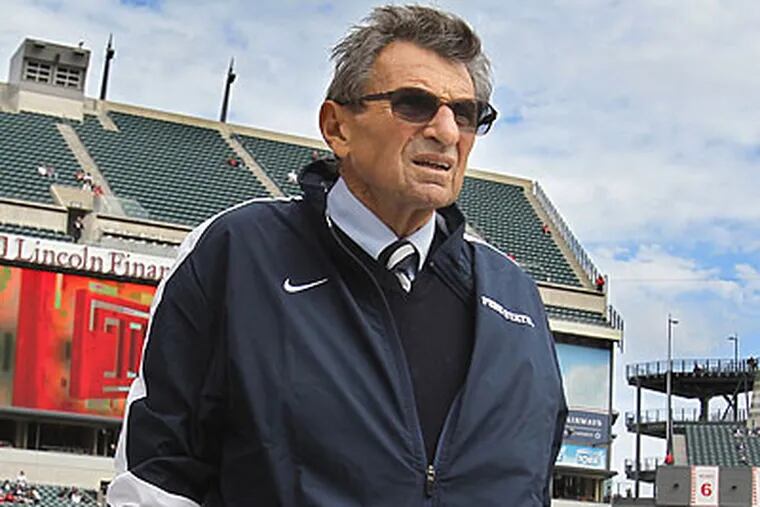 The fallout from the Jerry Sandusky case led to the ousting of Joe Paterno as Penn State's football coach. (Charles Fox/Staff file photo)