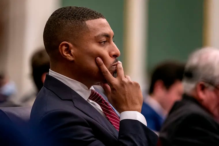 Councilmember and Minority Whip  Nicolas O'Rourke in Philadelphia City Council  Jan. 25, 2024. He was one of the Council members who pressed the administration on its proposed flat spending for worker protections.