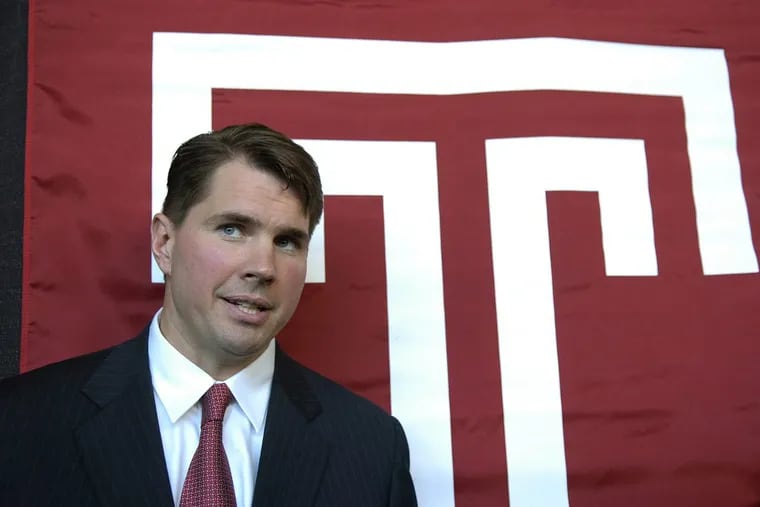 Al Golden, new Temple football coach, speaks to reporters at a press conference to announce his new job in December 2005.