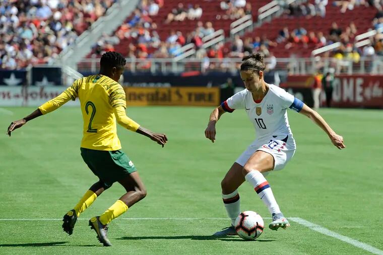 Delran native Carli Lloyd scored the final goal in the United States women's national soccer team's 3-0 win over South Africa.