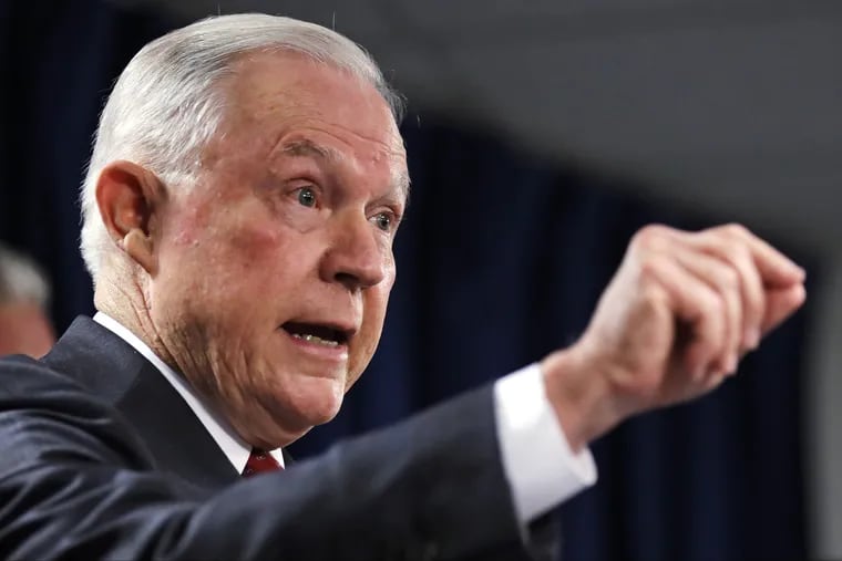 U.S. Attorney General Jeff Sessions gestures during a news conference in Boston last week.