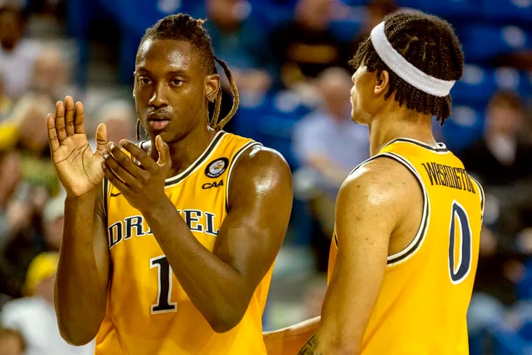 Drexel’s Lamar Oden, Jr. (left) and Coltrane Washington (right) were instrumental pieces in Drexel earning a berth into the CAA quarterfinals following a 64-45 win over Monmouth on Saturday.