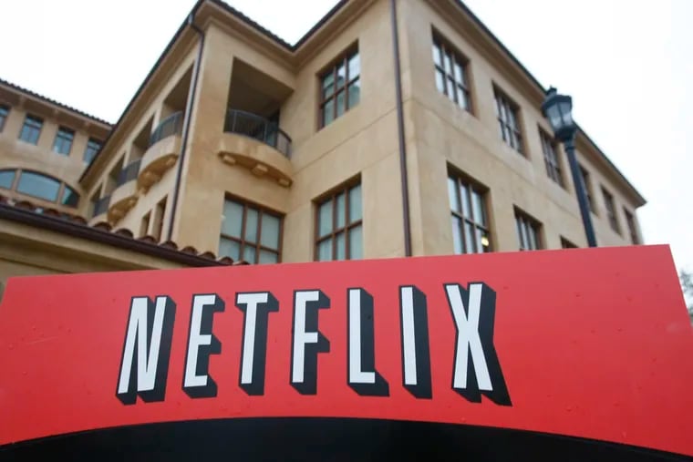 This photo shows the company logo and view of Netflix headquarters in Los Gatos, Calif.