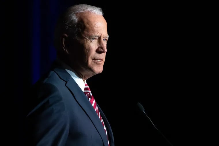 Former US Vice President Joe Biden speaks during the First State Democratic Dinner in Dover, Delaware, on March 16, 2019. (Saul Loeb/AFP/Getty Images/TNS)